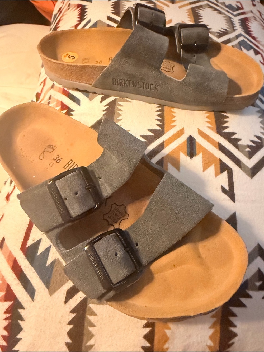 Birkenstock Arizona Suede Double-Strap Sandals in Slate Gray
